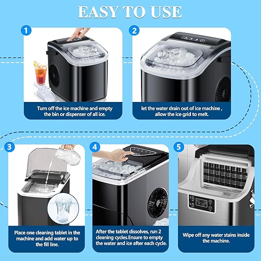 USKICH Ice Machine Cleaner Descaler Tablets-12 Pack Ice Maker Cleaner Compatible with Frigidaire, Opal, GE Profile, Kitchenaid, Nickel Safe Scale Remover for Countertop, Nugget Ice Makers