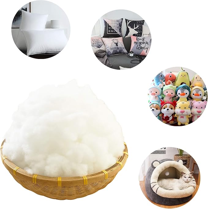 2.2 LB / 35.3 Ounce Premium Polyester Fiber Stuffing for Stuffed Animals, Pillows, Quilts, Paddings, Pouf, Fiberfill, Stuffing, Machine Washable, White