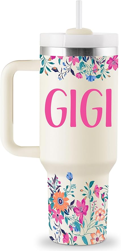 ROSTANTEN Gigi Gifts for Grandma Mothers Day Gifts for Gigi from Grandkids Best Grandma Gift for Christmas Birthday 40oz Travel Cup Insulated Tumbler with Lid & Straw