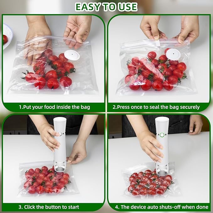 30-Piece Pack of Vacuum Sealer Bags with Air Valves (Food Grade) Reusable Vacuum Sealer Bags for Food (10 Large + 10 Medium + 10 Small) BPA-Free–Odor-Resistant