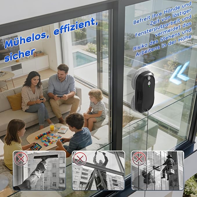 2026 Updated X2 Window Cleaning Robot - Enhanced Battery, Max 3200Pa, Path Planning, Anti-Slipping, Edge Detection, Window Cleaner Robot for High-Rise Windows, Black (2 pairs of nozzles, 10 cloths)