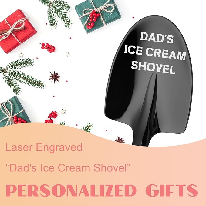Funny Christmas Gifts for Dad Bonus Step Dad Fathter in Law Fathers Day Birthday Cool Stocking Stuffers for Dad Who Wants Nothing - Dad's Ice Cream Shovel Spoon