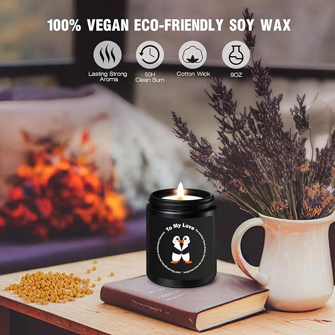 Wife Candle for Mothers Day,Penguin Gifts for Girlfriend,Her,Romantic Anniversary Birthday Gift for Her Him Couple,I Love You Gifts,Mothers Day Gift for Wife from Husband, Funny Love Candles for Him