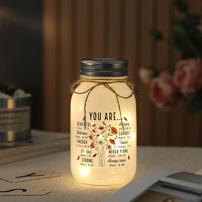 Maracco Inspiring Birthday Gifts for Women – Large Mason Jar Night Lights with You are, Inspirational Gift for Best Friend, Bestie, Girlfriend, or Yourself, Christian Religious Gifts for Women