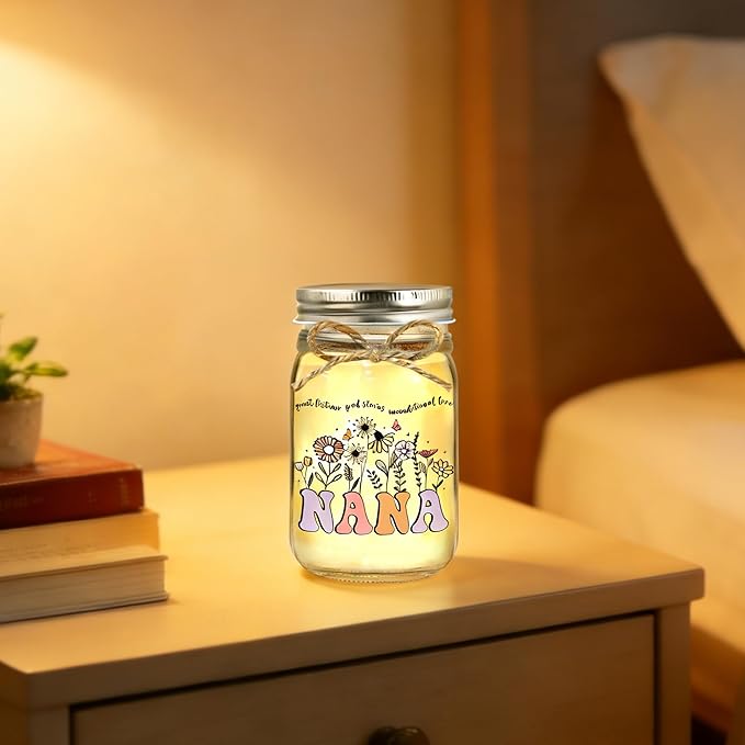 Nana Gifts for Mothers Day Birthday Christmas Valentines Day Gifts for Nana Mason Jar Night Light Home Decor