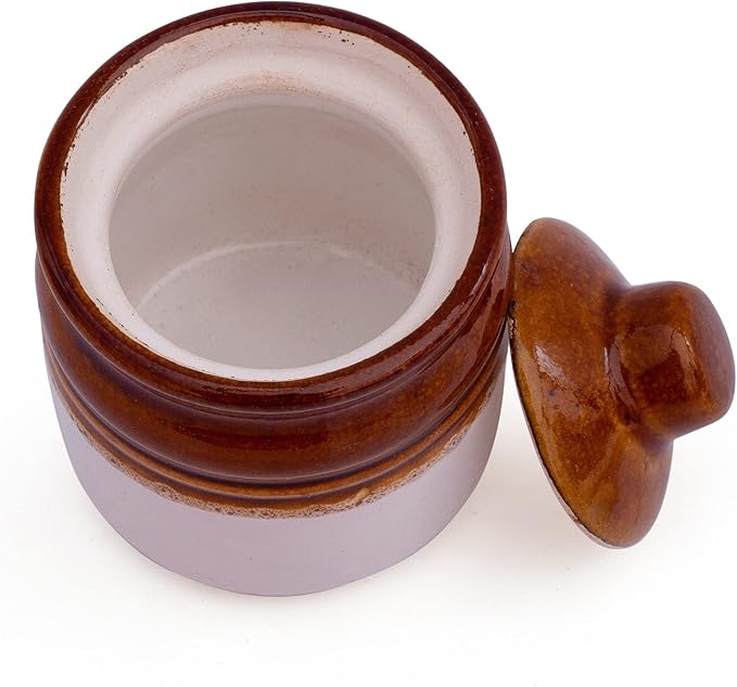 Decorative Ceramic Jar With Lid For Kitchen Pantry Countertop Home Dining Table Accessories Condiment Pickle Spice Coffee Tea Caddy Sugar Salt Herbs Food Storage Canister Holder Hand Painted