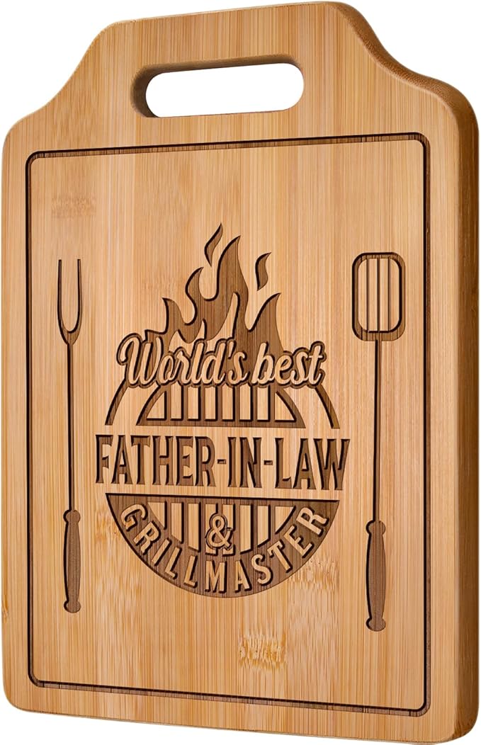 AceThrills Father in Law Gifts for Father In Law Christmas Birthday Gift - Engraved Cutting Board 12.3"L × 8.7"W × 0.4"Th