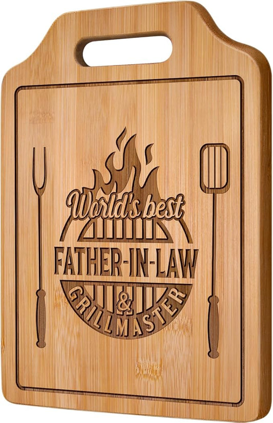 AceThrills Father in Law Gifts for Father In Law Christmas Birthday Gift - Engraved Cutting Board 12.3"L × 8.7"W × 0.4"Th