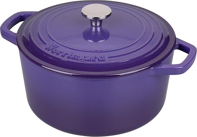 VORRINGARD Enameled Cast Iron Dutch Oven Pot with Lid, for Bread Baking, Round Bread Oven- include Sourdough Bread Baking Supplies Set, 4.5QT, Purple