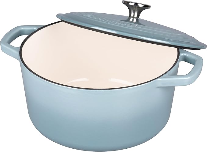 VORRINGARD Enameled Cast Iron Dutch Oven Pot with Lid, for Bread Baking, Round Bread Oven- include Sourdough Bread Baking Supplies set, 4.5QT, Sea Salt
