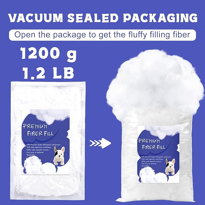 BUTUZE 2.6lb Polyfill Stuffing, (4.4lb-2.1oz) Fiberfill for Crafts, Polyester Fiber Fill, Resilience Fill Fiber for Stuffing Pillow and Home Decoration Projects