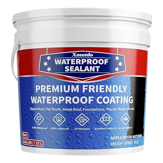 Polyurethane Waterproof Coating, 2 Gallon Waterproof Sealant Coating Black, Water-Based Polyurethane Sealant Leak Repair for Roofs, Foundations, Basements