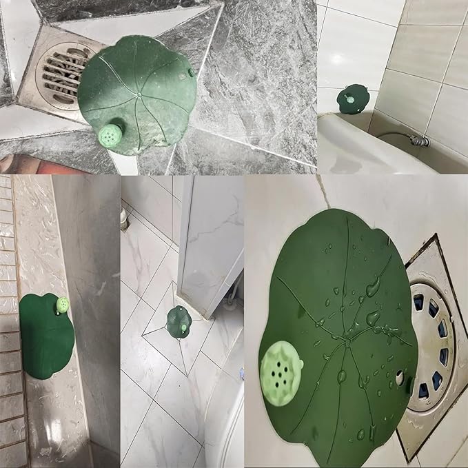 2 Pack Floor Drain Cover with Fragrance Anti-Odor Shower Drain Covers Seals Guards Leaf Shaped Deodorizing Drain Plugs Sewer Odor Stopper for Bathroom Shower Floor Drain RV Shower Pan