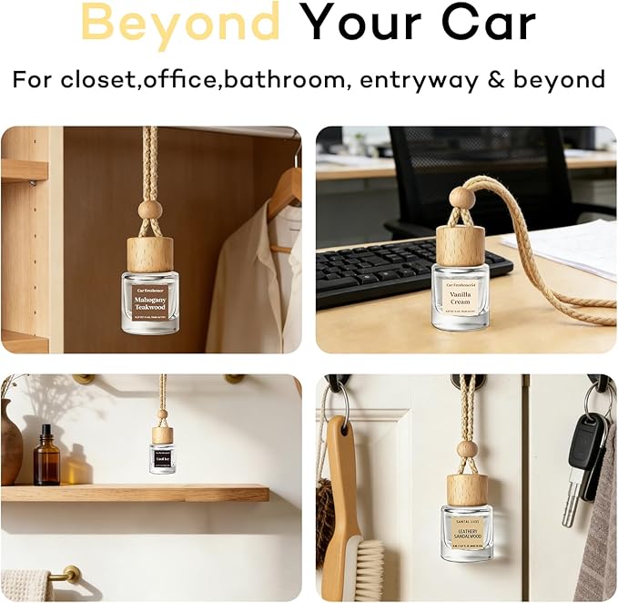 C Classy Hanging Car Air Freshener 2 Pack, Spellbound Love Essential Oil Diffuser, Long-Lasting Fragrance, Cute Glass Bottle Car Accessories for Women & Men, Made in USA