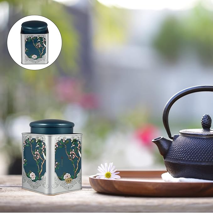 BESPORTBLE Tea Tin Canister with Double Lids: Chinese Style Vintage Metal Box for Loose Leaf Set - Small Storage Canisters for Food Coffee & Green Tea Accessories