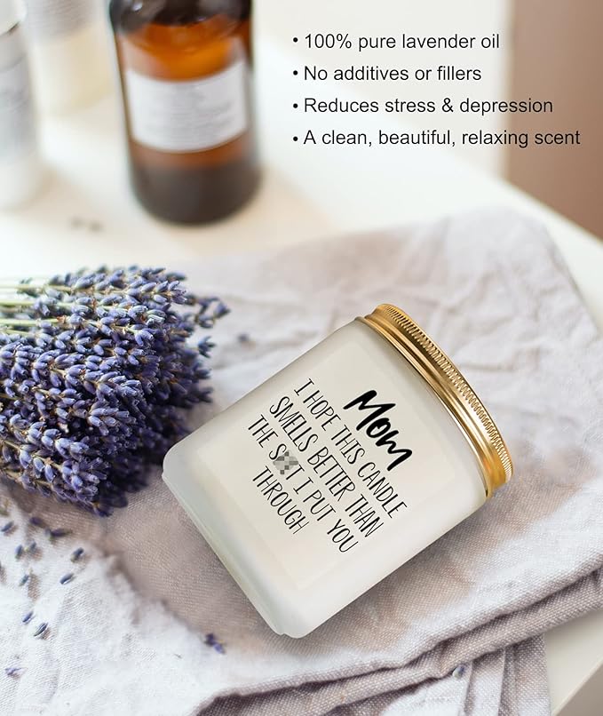 Gifts for Mom from Daughter Son, Mothers Day Birthday Christmas Thanksgiving Gifts for Mom,Stepmother Adoptive Mother, Lavender Scented Candle