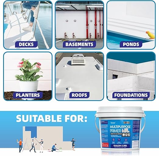1 Gallon RV Roof Primer Sealant, Liquid Rubber Multi-Purpose Sealant, EPDM & TPO Primer, Elastomeric Roof Coating for Outdoor, High-Adhesion Bonding RV Roof Coating for Concrete, Deck, Wood, Metal