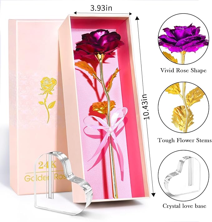 Mothers Day Mom Gifts for Women Grandma, Artificial Forever Birthday Flowers Galaxy Glass Eternal Roses with Heart Shaped Crystal Vase, Mother's Day Anniversary Wedding Rose Gifts for Wife Sister