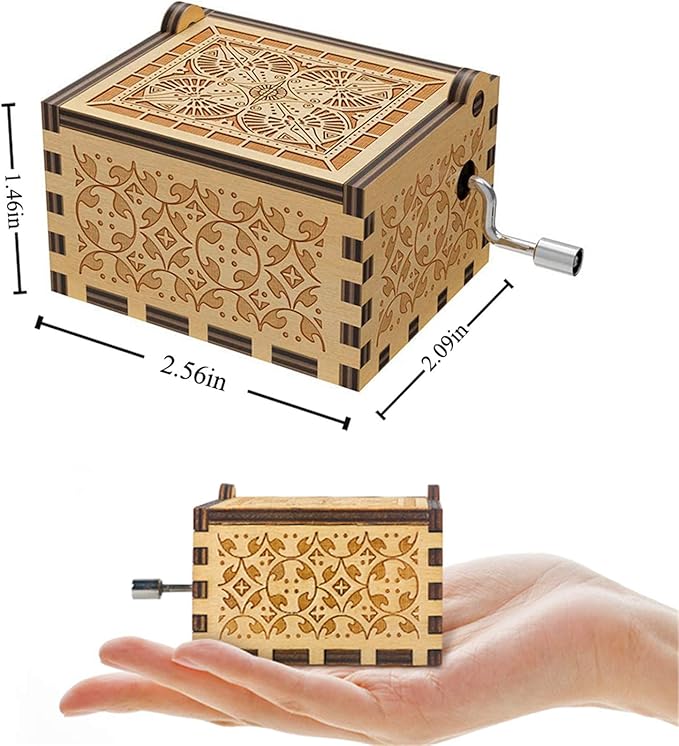 BOOB Engraved Hand Crank Wood Music Box You are My Sunshine Gift for Daughter from Dad Sunflower Color Mini Music Box for Christmas/Valentine's Day/Thanksgiving/Birthday