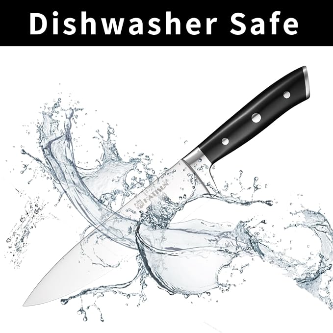 8 Piece German Stainless Steel Knife Set With Block, Ergonomic Handle Chef Knives, Sharpener and Shears for Chopping, Slicing and Cutting