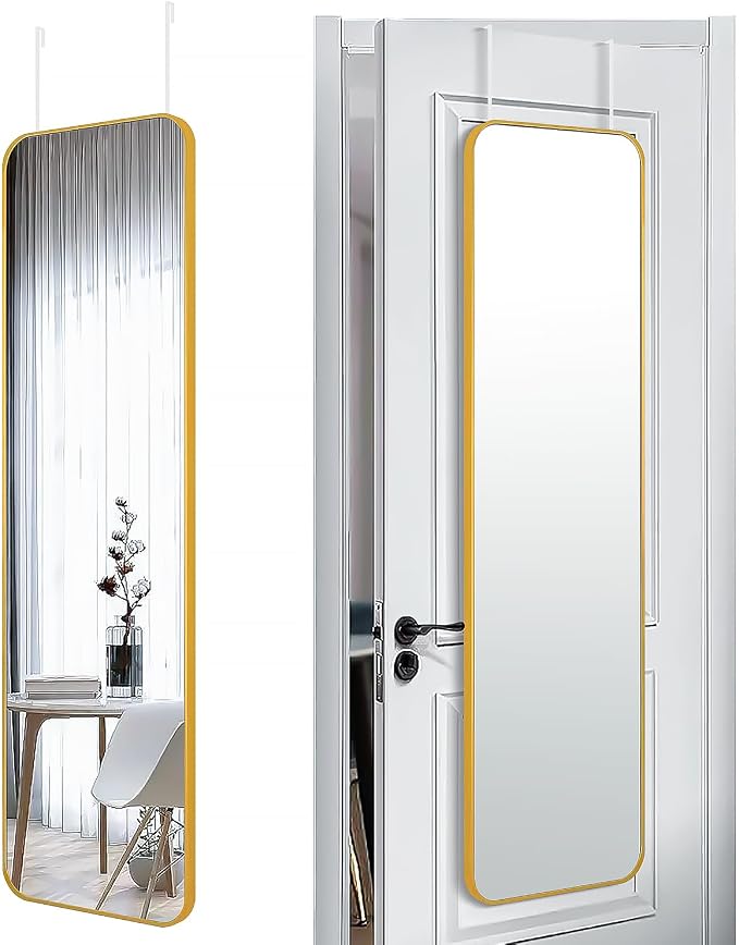 SCWF-GZ 47x14 Mirror Rectangle Full Body Length Door Hanging Wall Mounted Aluminum Alloy Metal Frame Dressing Make-up Mirrors for Entryway Bedroom Bathroom Living Room 47 14 inch Gold