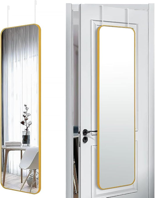 SCWF-GZ 47x14 Mirror Rectangle Full Body Length Door Hanging Wall Mounted Aluminum Alloy Metal Frame Dressing Make-up Mirrors for Entryway Bedroom Bathroom Living Room 47 14 inch Gold