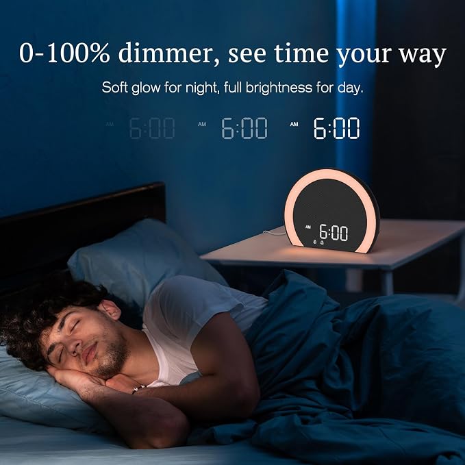 ANJANK Super Loud Alarm Clock with Wireless Bed Shaker, Vibrating Dual Alarm with Light Wake Up for Heavy Sleepers & Hearing Impaired, 9-Color Night Light, 8 Sounds, 0-100% Dimmer, USB Charger