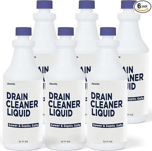 Drain Cleaner Liquid, Drain Clog Remover, 12 PK (32 Oz Per Bottle), Shower Drain Cleaner Hair Clog Removal - Plumbing & Septic Safe - Breaks Down Grease, Paper, Fat, Oil - Easy to use - 6 Pack