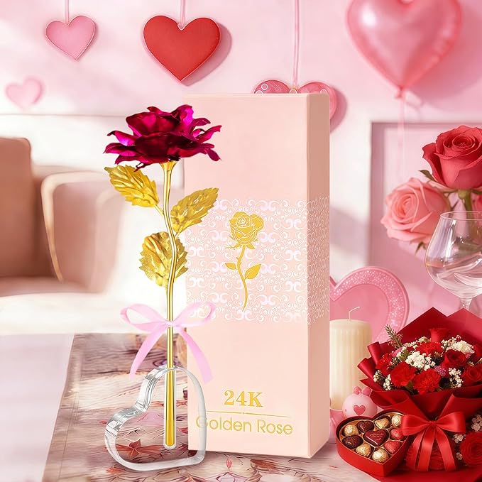 Mothers Day Mom Gifts for Women Grandma, Artificial Forever Birthday Flowers Galaxy Glass Eternal Roses with Heart Shaped Crystal Vase, Mother's Day Anniversary Wedding Rose Gifts for Wife Sister