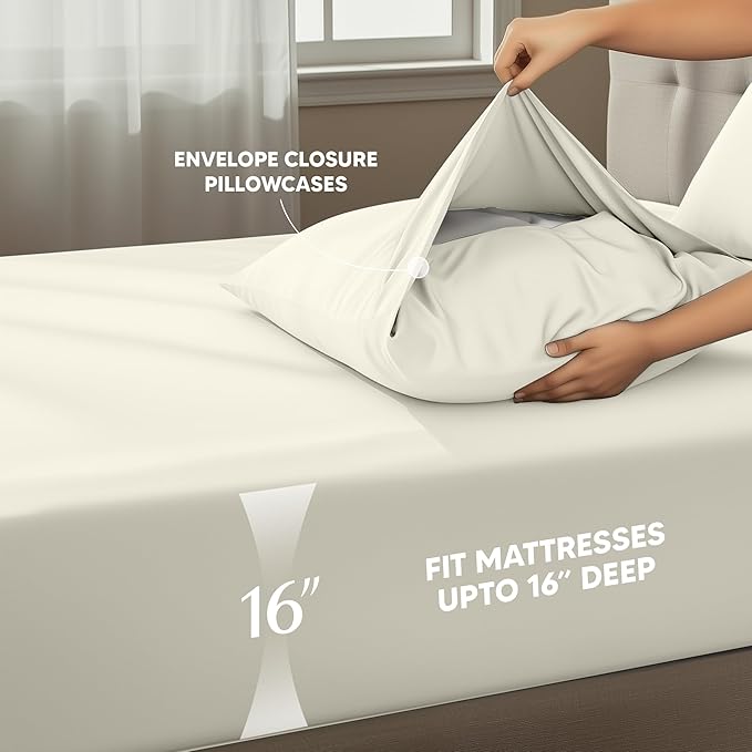 Utopia Bedding Full Size Sheet Set – 4 Piece Bed Sheets, Soft and Breathable Microfiber, Includes 1 Fitted Sheet, 1 Flat Sheet and 2 Pillowcases – Oeko Tex (Ivory)