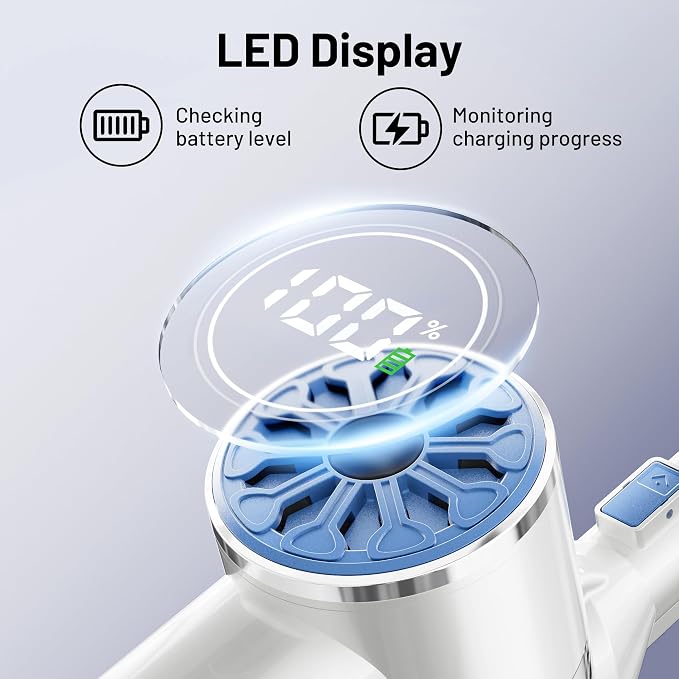 VIPSUN Cordless Vacuum Cleaner with Self-Standing, LED Screen Stick Vacuum Cleaners for Home, Lightweight Powerful Suction Vacuum, 6-in-1 Rechargeable Vacuum for Carpets, Pet Hair, Hardwood Floors