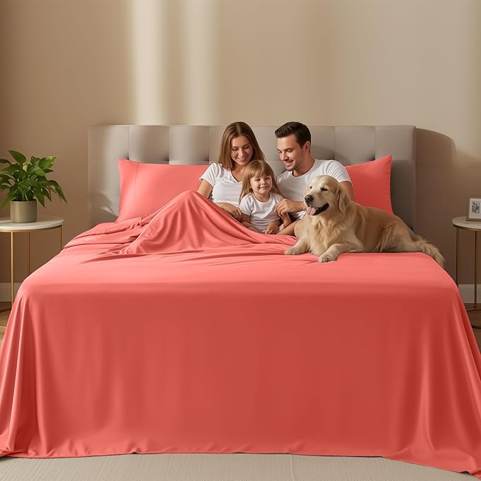Utopia Bedding Twin Sheet Set – 3 Piece Bed Sheets for Twin Size Bed, Soft and Breathable Microfiber, Includes 1 Fitted Sheet, 1 Flat Sheet and 1 Pillowcase – Oeko Tex (Coral)