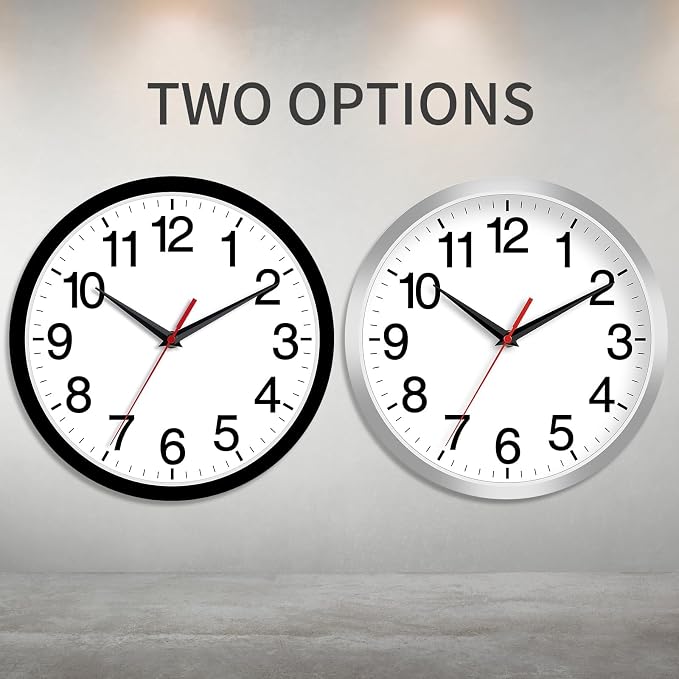 Rohioue Wall Clock Modern 8 Inch Battery Operated Silent Non Ticking Small Analog Clock for Living Room Office Home Bedroom Kitchen Bathroom(Black)