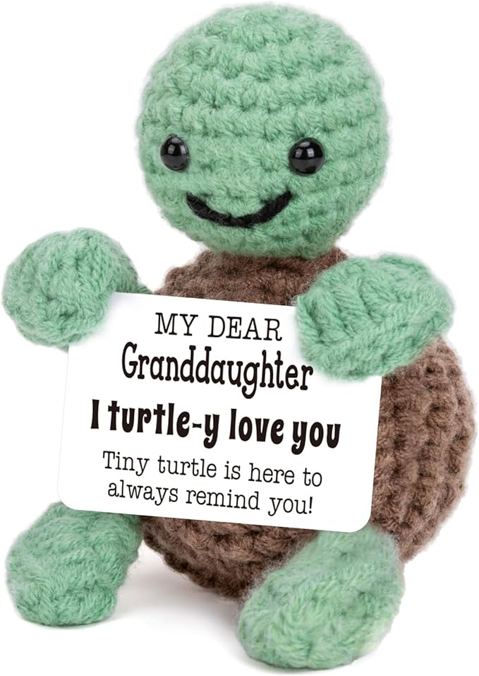 Mini Funny Turtle Granddaughter Gifts from Grandma Grandpa, Mothers Day Birthday Gifts for Granddaughter from Grandparents, I Love You Small Cute Stuff Things, Handmade Emotional Positive Turtle