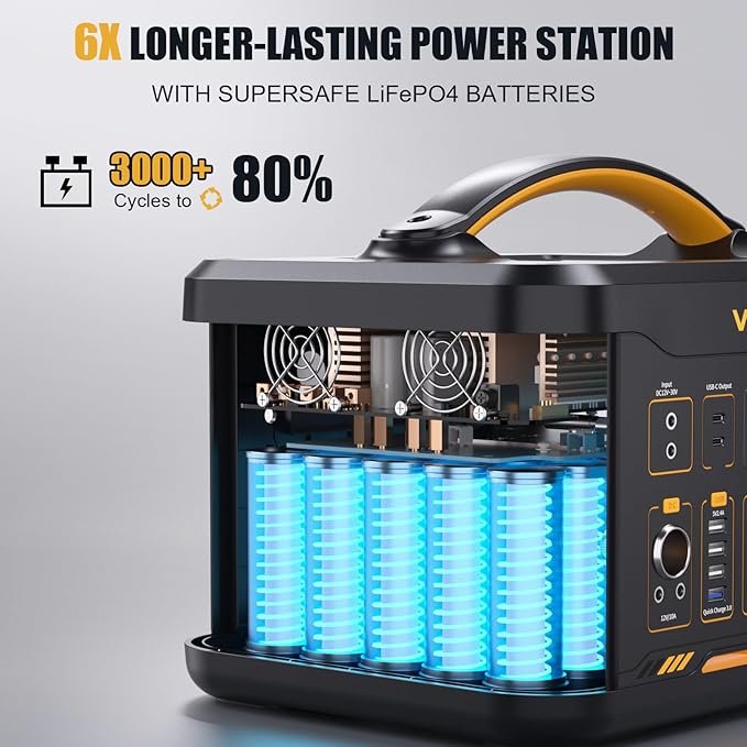VTOMAN Jump 1800 Portable Power Station with Jump Start, 1548Wh LiFePO4 Solar Generator 1800W (Peak 3600W) AC Outlets, Regulated 12V DC, PD 100W Type-C for Home Backup RV/Van Travel Camping Road Trip