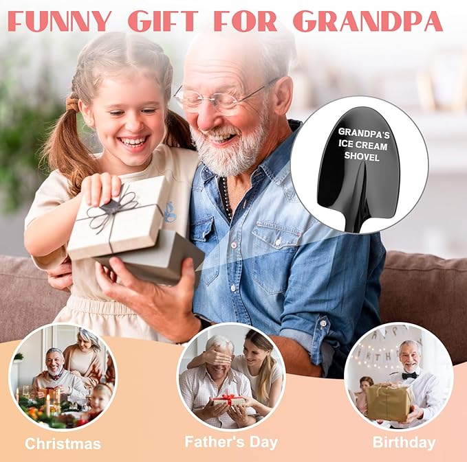 Grandpa Christmas Gifts Grandpa's Ice Cream Shovel Spoon, Unique Funny Gifts for Grandpa