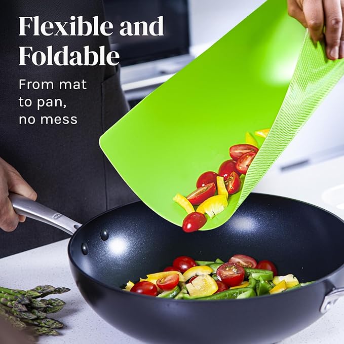 Extra Thick Flexible Cutting Board Mats Set of 6 for Kitchen, BPA Free Plastic Cutting Boards, Non-Slip Waffle Back, Dishwasher Safe, Color Coded with Food Icons, 15x12 Inch - Cooler Kitchen