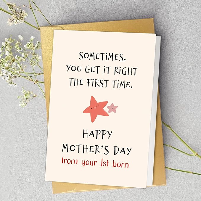 Spercy Funny Mother's Day Card from First Born, Funny Mothers Day Card From The Oldest Child, Sarcastic Mothers Day Gift from Daughter Son