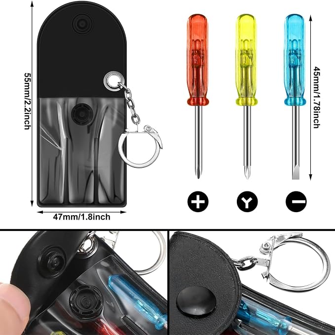Jutom 240 Pcs Mini Tape Measure Keychain Bulk Mini Screwdriver Keychain Set Adult Tool Party Prize for Father's Men Gifts