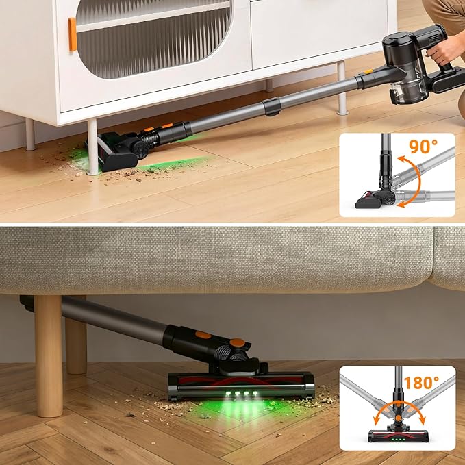 HOLOGO Cordless Vacuum Cleaner,40 Mins Runtime Lightweight Stick Vacuum Cordless,Self-Standing,Powerful Suction, Anti-Tangle Brush,Rechargeable Battery Vacuum for Carpet,Pet Hair,Hardwood Floor.