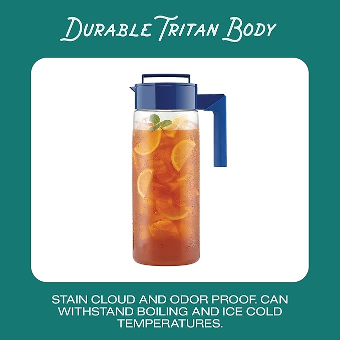 Takeya Flash Chill Iced Tea Maker - Versatile Tea Brewer for Loose/Bagged Tea - Patented Flash Chill Tech Hot/Cold Use BPA-Free Tritan Dishwasher Safe - Airtight Lid Made in USA - 1 Quart/Black