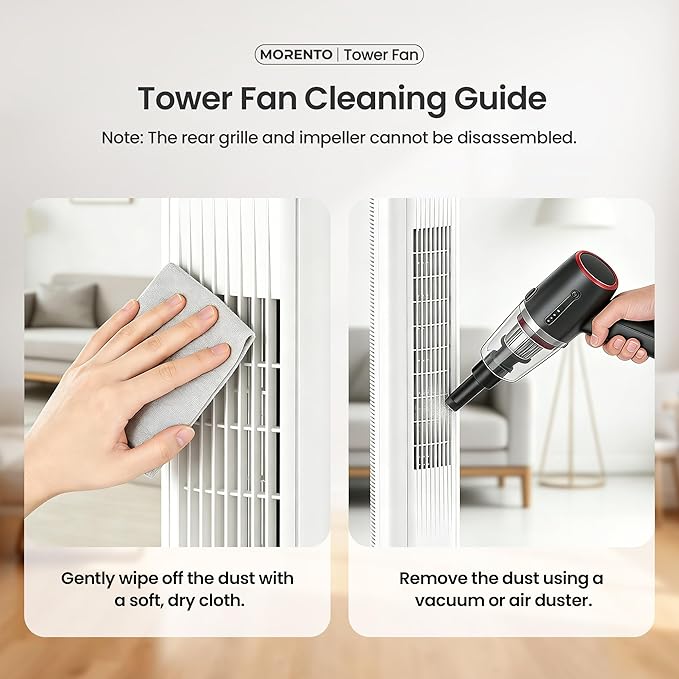 MORENTO Tower Fan for Bedroom, 2026 Upgraded 90° Oscillating 43" Standing Fan with 4 Speeds, 4 Modes, 25ft/s Velocity Bladeless Fan with APP/Voice/Remote/Touch Control, 28dB, 12H Timer, White 1Pack