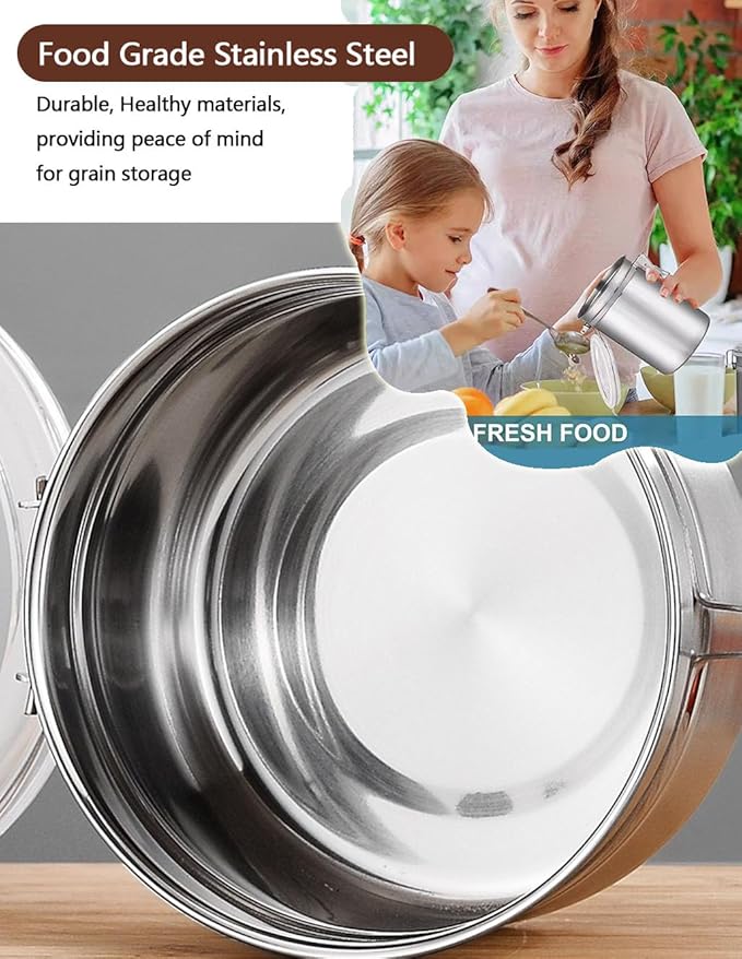 Walktosun Stainless Steel Food Container with Clear Lids Airtight Container Stackable Small Canisters Kitchen Pantry Storage for Cereal, Snacks, Candy, Herbs, Spices, Sugar, Tea (1.2L Silver)