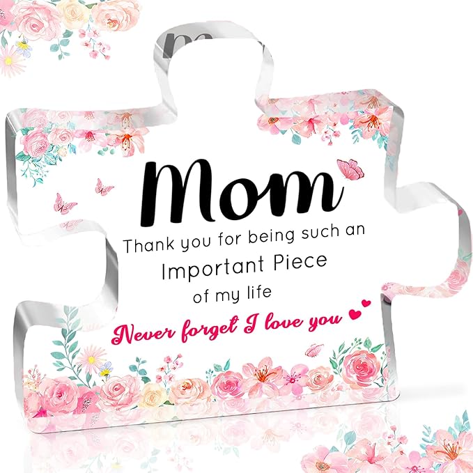 Mothers Day Gifts for Mom, Mom Gifts - Acrylic Puzzle Piece Plaque 3.9 × 3.3 × 0.5 inch, Christmas Valentine's Day Birthday Present for Mom from Daughter Son