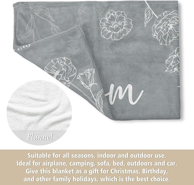 GiltGlimmer Gifts for Mom Mothers Day, Mom Birthday Gifts Blanket, Moms Gift for Women from Daughter Son, We Love You Present for Mother Mommy Christmas 60" x 50", Grey