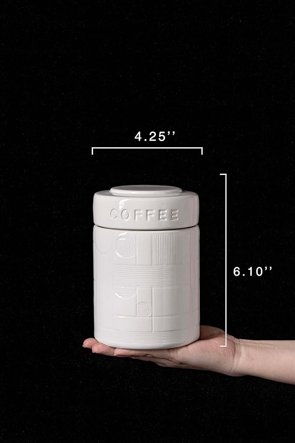 Bright Lattice Ceramic Canisters Sets For The Kitchen Canisters For Countertop Set of 3 Airtight Coffee Canisters For Ground Coffee Sugar Container Tea Storage Jars With Lid