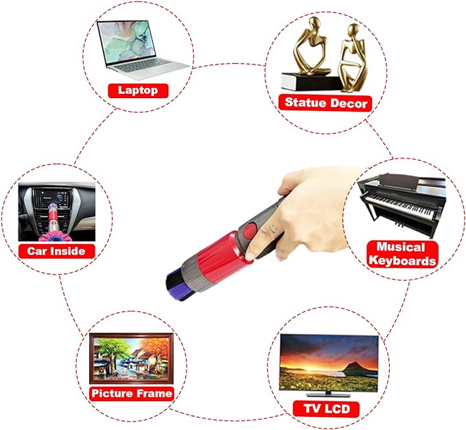 For Dyson V7 V8 V10 V11 V15 Vacuum Accessories & Attachment -Traceless Dust Brush & Dryer Vent Cleaner Kit - Refrigerator Condenser Coil Brush- Flexible Crevice Tool for Small Crevice & Car Detailing