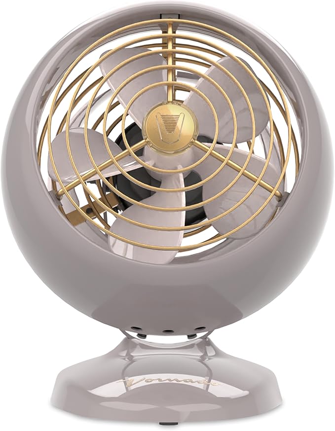 Vornado VFAN™ Mini Classic Vintage Metal Desk Fan, 2-Speed, Adjustable Tilt, Personal Air Circulator for Bedroom, Office, Dorm Room, Portable Quiet, Driftwood