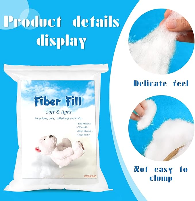 Jmuiiu 3.52lb Polyester Fill, Polyfill Stuffing, Premium Polyester Fiberfill Stuffing for Pillows, High Resilience Stuffing Fluff Fiberfill for Pillow Filling, Couch Cushion