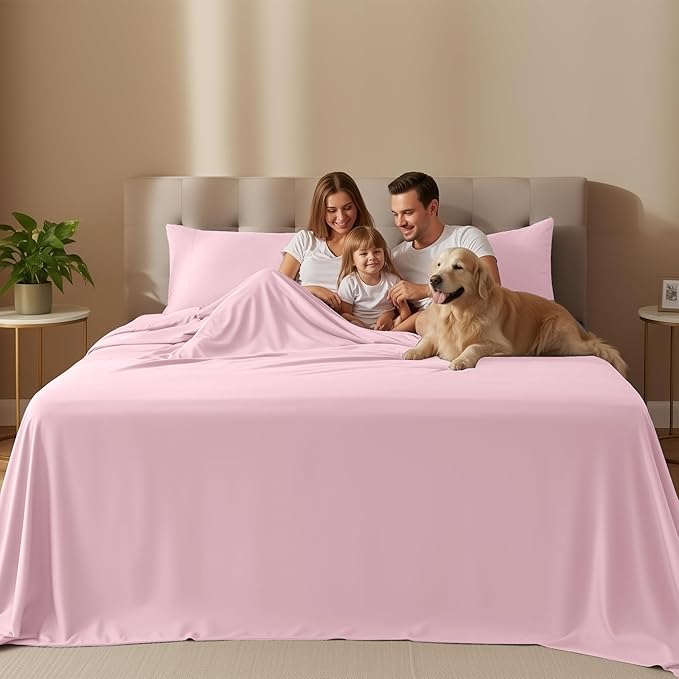 Utopia Bedding King Size Sheet Set – 4 Piece Bed Sheets, Soft and Breathable Microfiber, Includes 1 Fitted Sheet, 1 Flat Sheet and 2 Pillowcases – Oeko Tex (Crystal Pink)